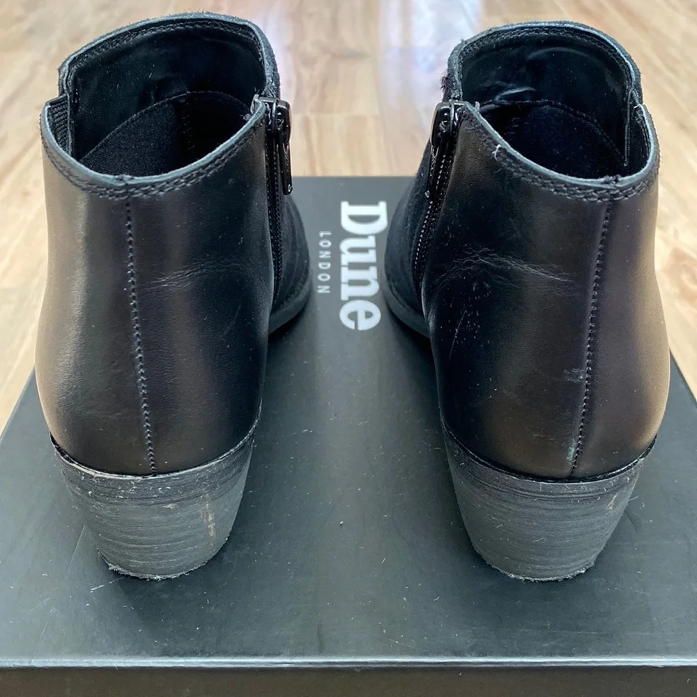 Dune London Penelope Black Suede/Leather Low Ankle Boot- Size 6M/ 37 - Picture 6 of 16